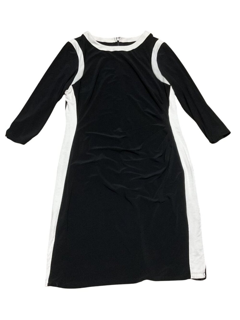 Lauren Ralph Lauren Color-blocked Dress Sz 16 Black White Cinched Waist Womens